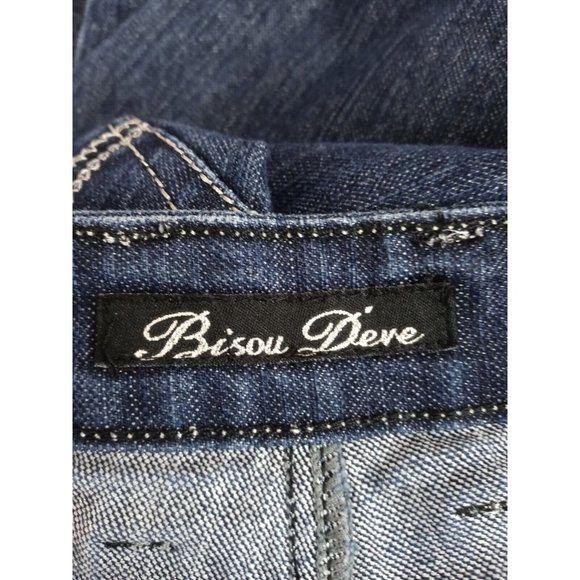 Bisou Deve Dark Wash Metallic Embroidered Mid Rise Bootcut Jeans Size 29 - Picture 7 of 9